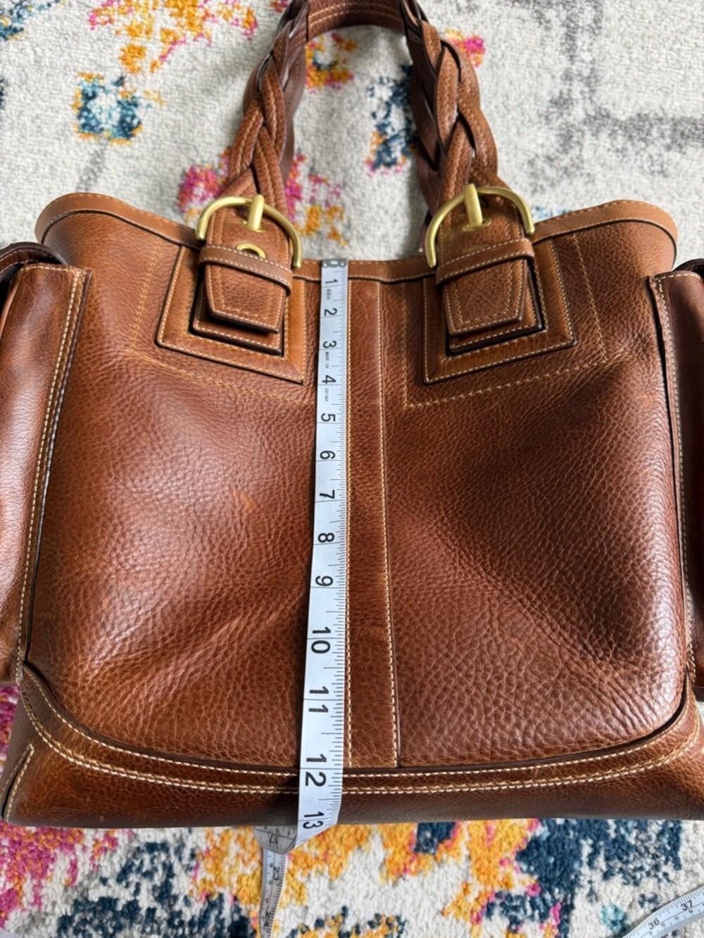 2006 Coach Mia SoHo Tote Whiskey Braided Straps Leather Vintage Y2K Satchel - Picture 9 of 12